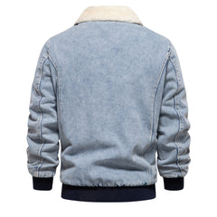 Men Plush Denim Jacket