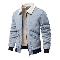 Men Plush Denim Jacket