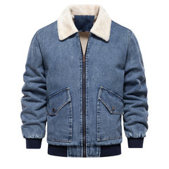 Men Plush Denim Jacket