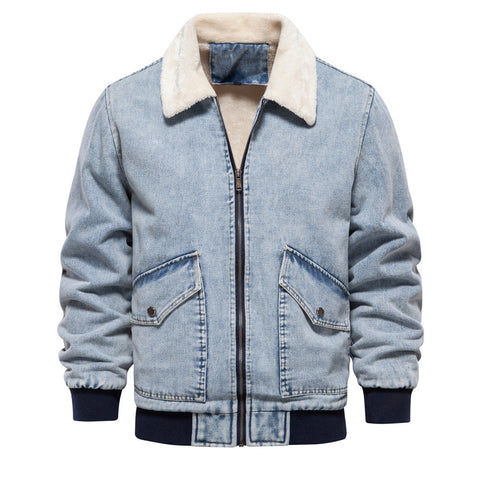 Men Plush Denim Jacket