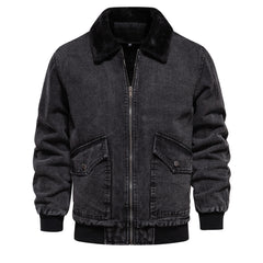 Men Plush Denim Jacket